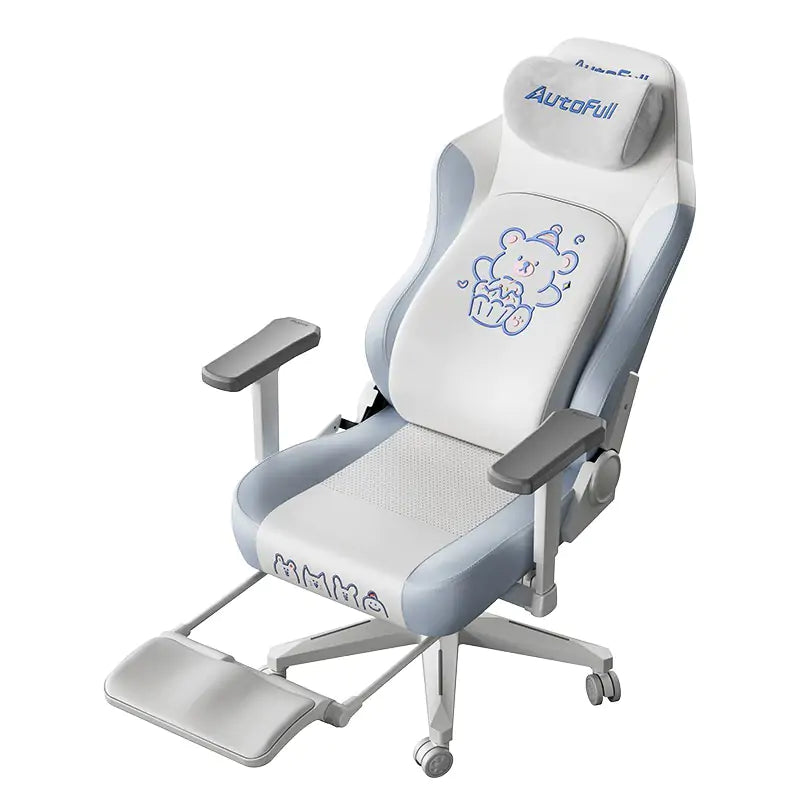 AutoFull C3 Pro Gaming Chair With 3D Headrest & Advanced Lumbar support (Snow White Bear edition)