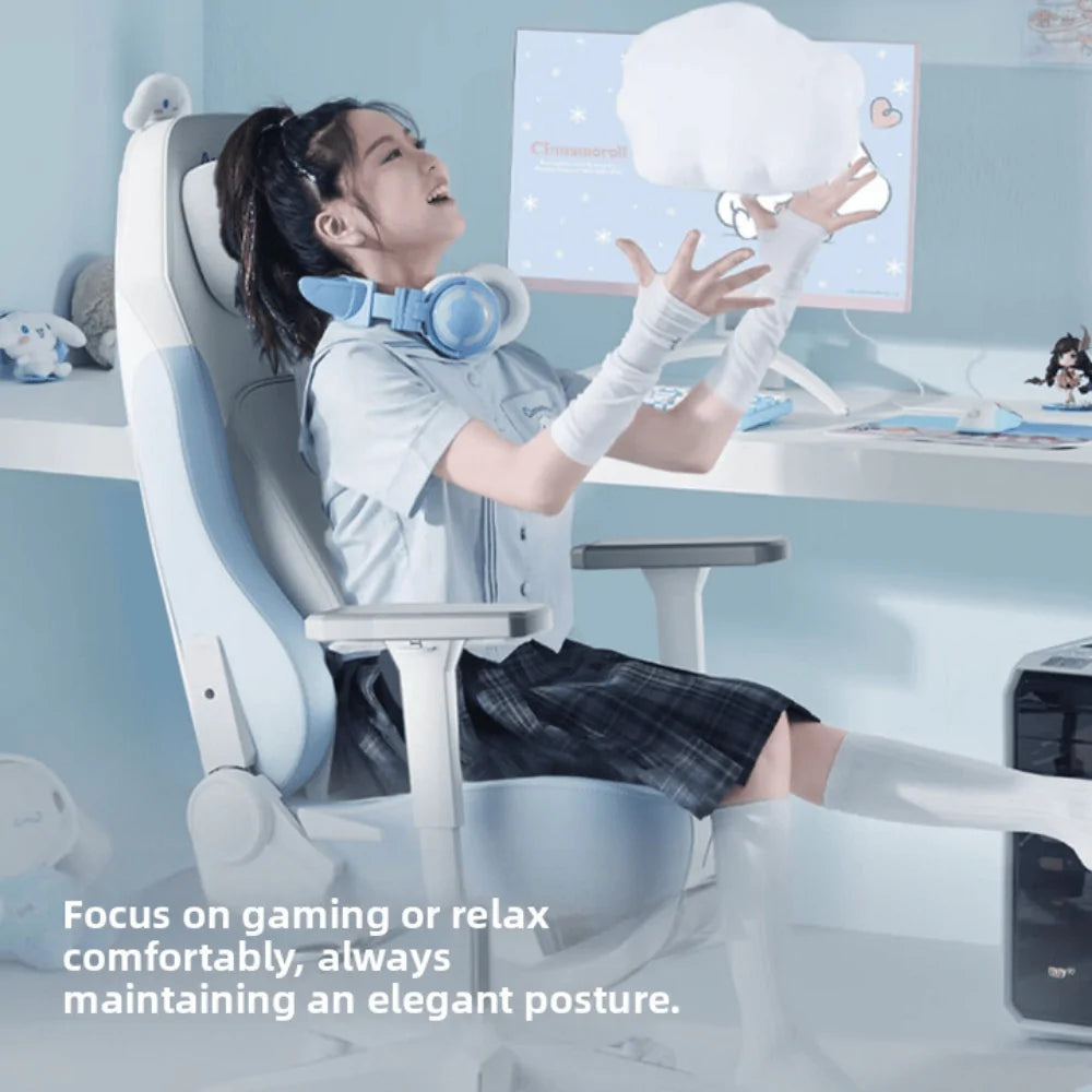 AutoFull C3 Pro Gaming Chair With 3D Headrest & Advanced Lumbar support (Snow White Bear edition)