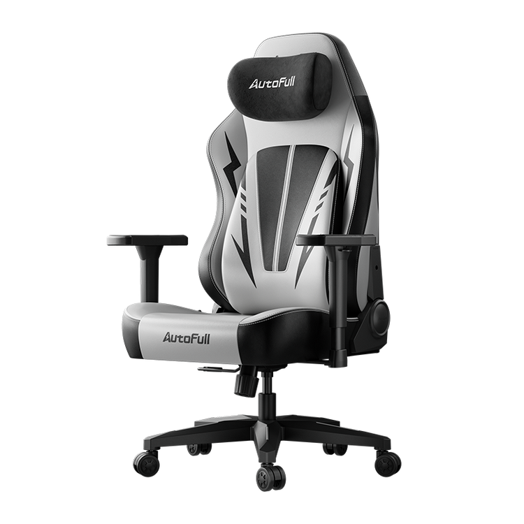 AutoFull C3 Pro Gaming Chair With 3D Headrest & Advanced Lumbar support (Silver & Black)