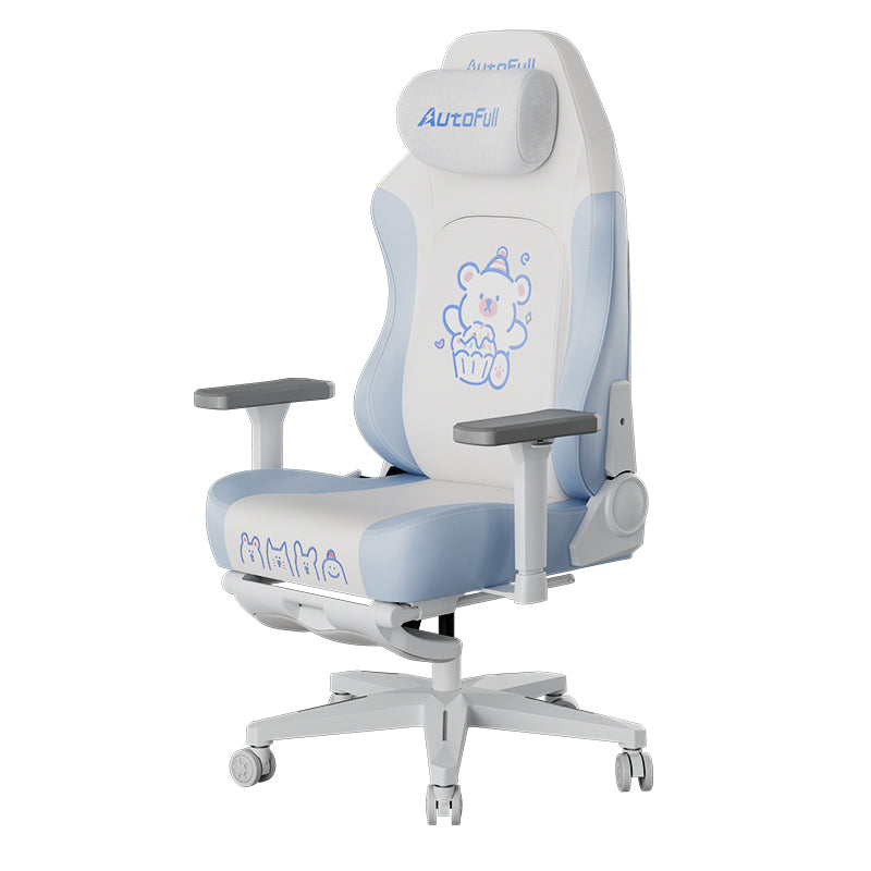 AutoFull C3 Pro Gaming Chair With 3D Headrest & Advanced Lumbar support (Snow White Bear edition)