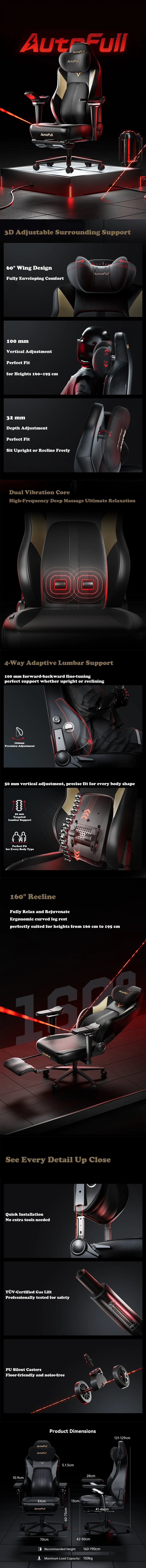 AutoFull M6 Pro Gaming Chair - White
