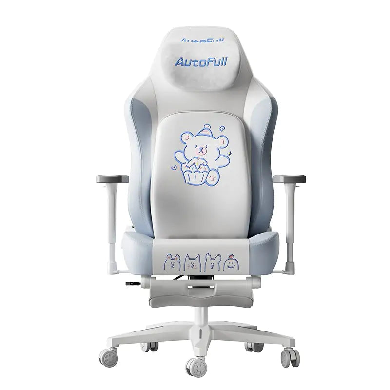 AutoFull C3 Pro Gaming Chair With 3D Headrest & Advanced Lumbar support (Snow White Bear edition)