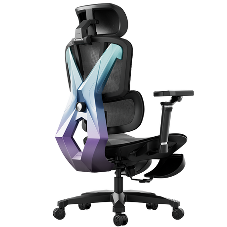 AutoFull G5 Pro gaming chair in black with colorful frame and footstool
