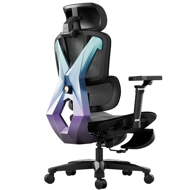 AutoFull G5 Pro gaming chair in black with colorful frame and footstool
