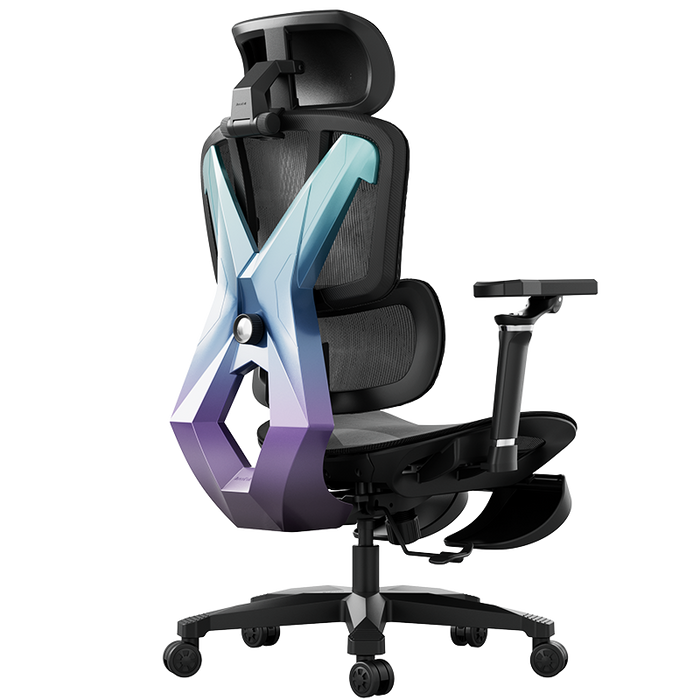 AutoFull G5 Pro gaming chair in black with colorful frame and footstool