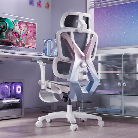 AutoFull G5 Pro gaming chair in white with footstool